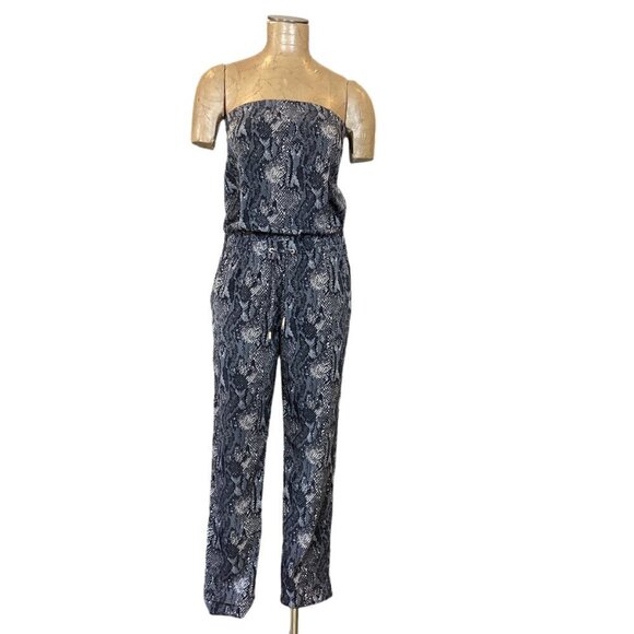 Express Snake Print Strapless Jumpsuit Pockets XS #296J - Picture 2 of 8